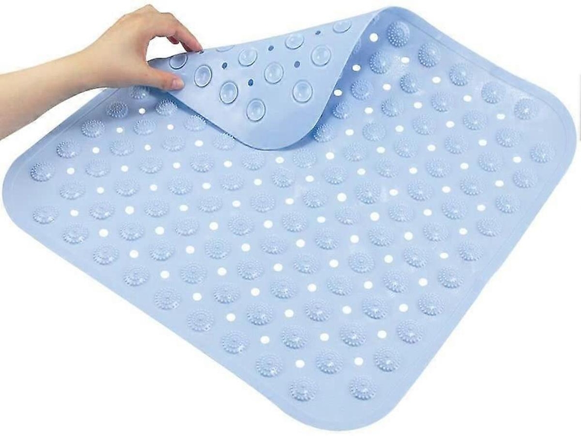 Lurelia Tapete Banho Antiderrapante Lavável Ventosas Antimofo Macio Borracha Azul Laranja 48x48 Cm