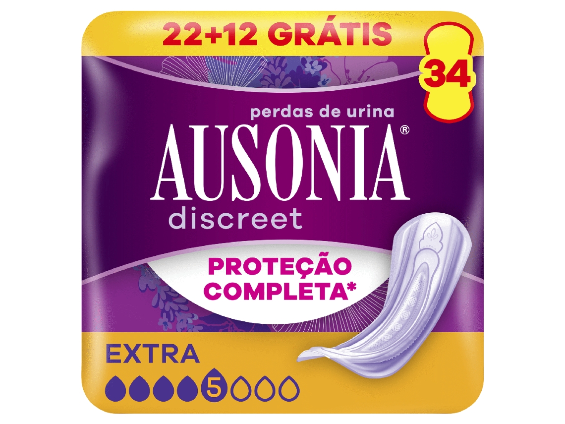 Pensos Incontinência Discreet Extra AUSONIA DISCREET emb. 22 un + 12 un GRÁTIS