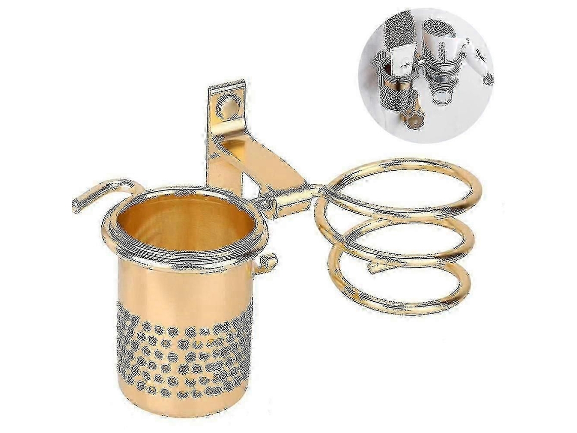 Suporte para Secador de Cabelo, Conjunto Prateleira Suspensa Cabelo Parede GOKOCO (dourado)