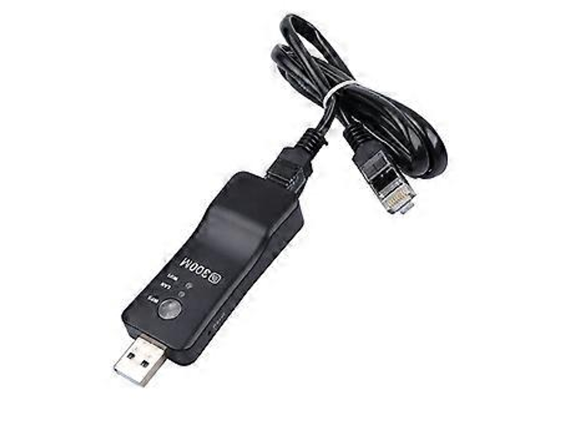 Adaptador de TV Wi-Fi sem fio de 300 Mbps, placa de rede universal RJ45, repetidor Wi-Fi WPS, modo AP para TV, fones de ouvido de carro, Slowmoose