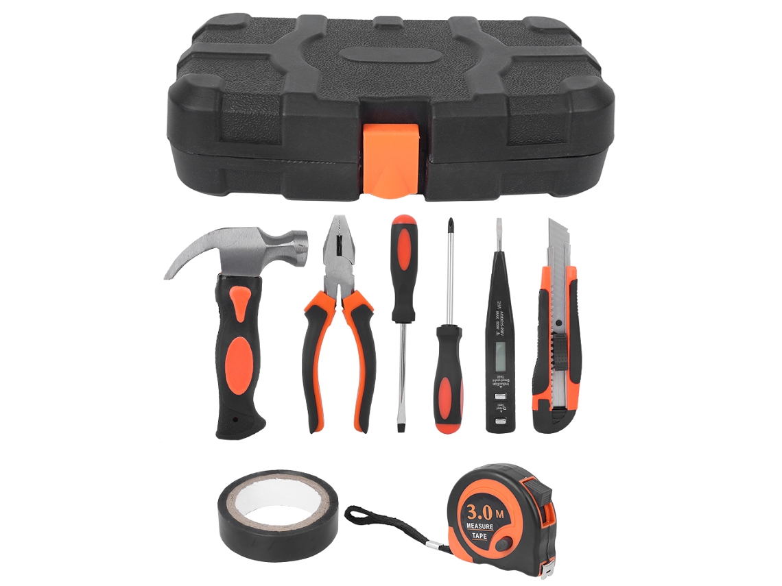 Kit de Ferramentas de Reparo para Casa 9 Peças Alicate Chave de Fenda Fita Isolante Ferramentas Manuais | S/MARCA