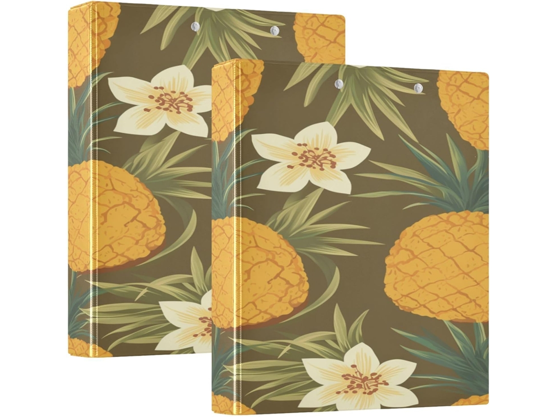 Abacaxis De Verão Pasta Redonda 3, 8cm Com Prancheta, Pacote Com 1 2-pastas Sortidas, 200-folhas