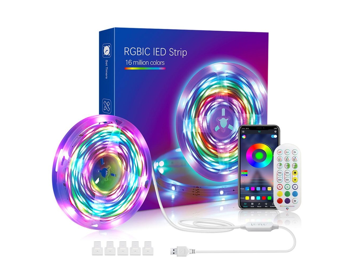 Fita De Led Com Luz De Fundo Para Tv Com Controle Por Aplicativo, 5m Usb, Luz De Fundo Musical Slowmoose (qb)