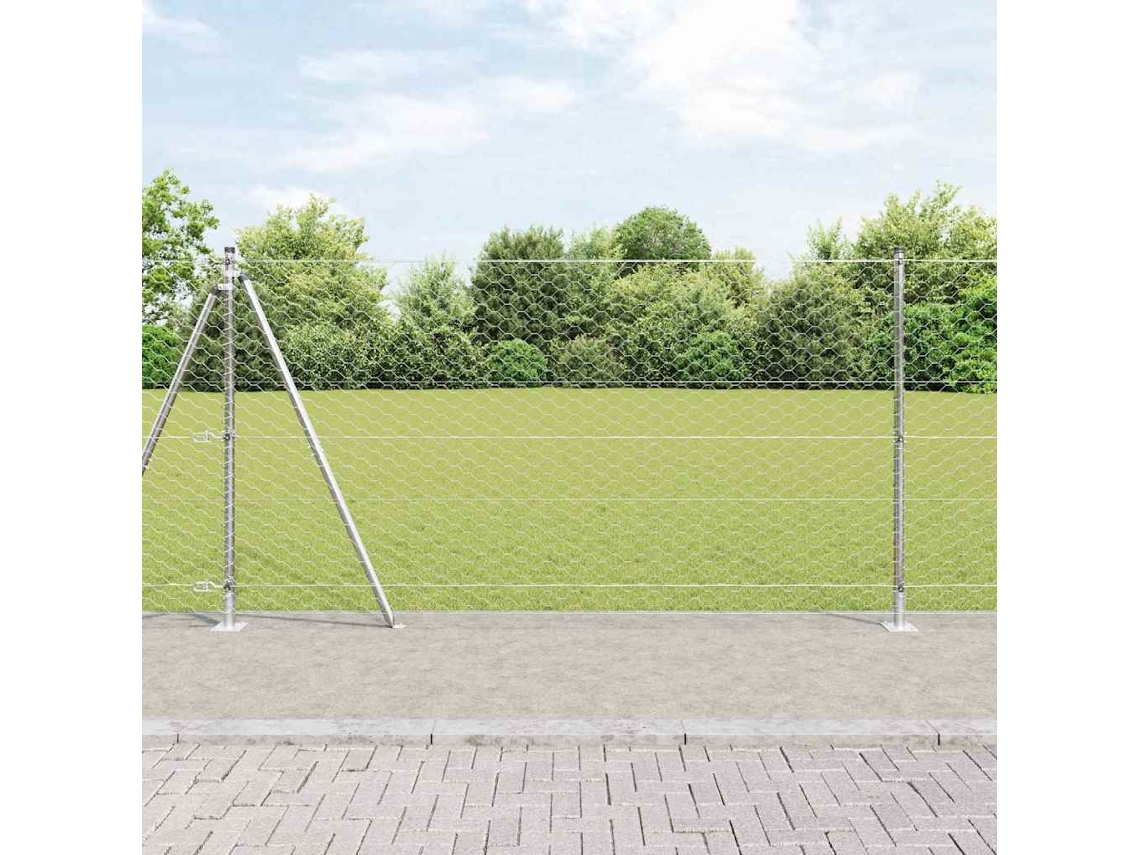 Vidaxl Cerca Hexagonal Com Base De Concreto 10 X 1,2 M Aço Galvanizado