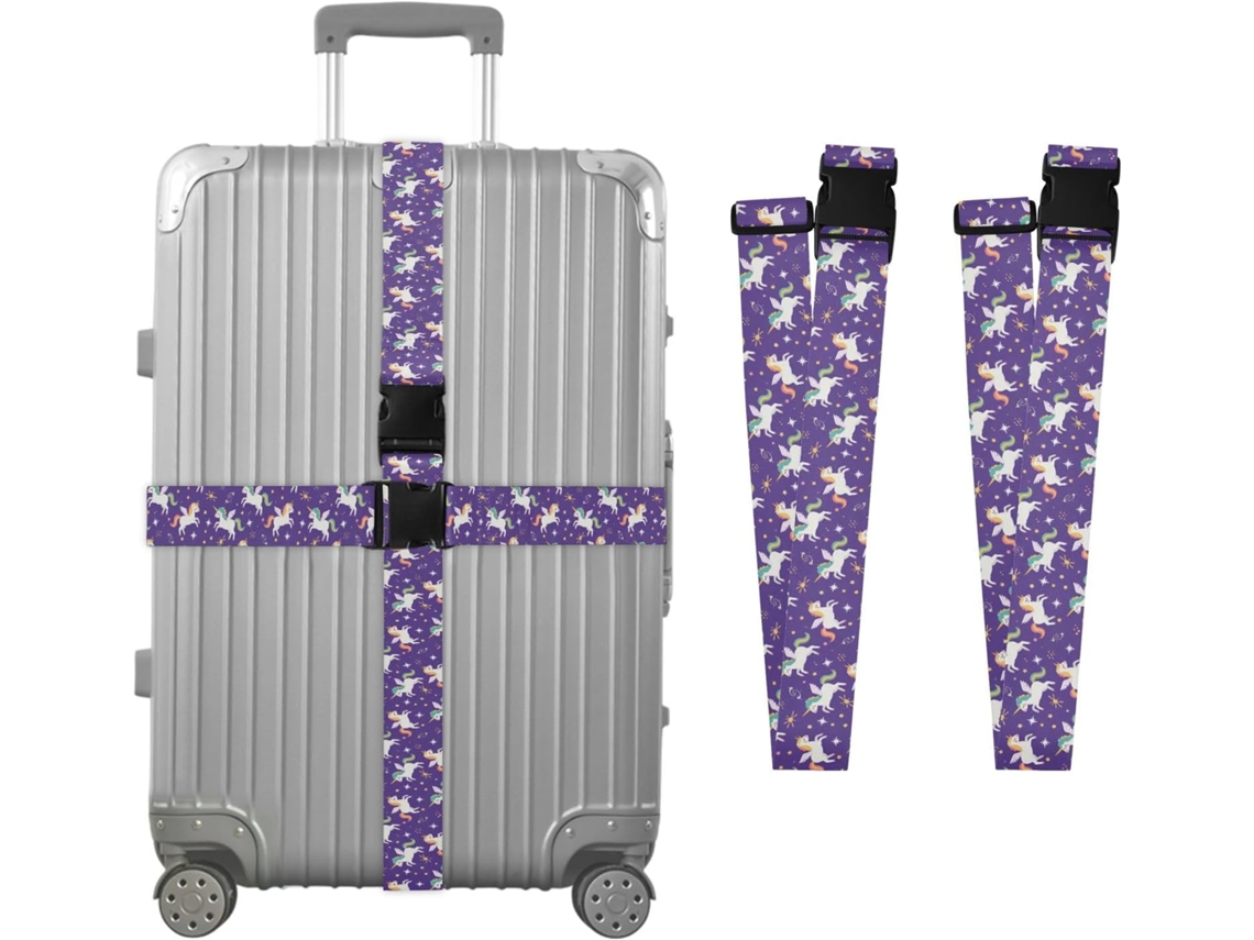 Conjunto De 2 Cintas Bagagem Com Estampa Unicórnio Para Malas, Cintas De Viagem, Acessórios Para Cintos, Conector De