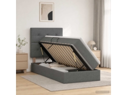 Vidaxl Cama De Armazenamento Led Com Colchão Cinzento-escuro