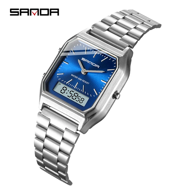 Relógio Masculino Digital MDUG com Visor Duplo, À Prova D'água, Multifuncional, com Alarme e Cronômetro (preto)