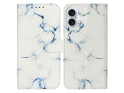 Capa Em Couro Pu À Prova De Choque Para Apple Iphone 16 Plus - Mármore Branco