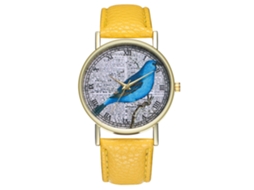 Reloj De Cuarzo Con Correa De Cuero Pu Zhoulianfa Para Parejas Unisex Patrón Simple (amarillo)