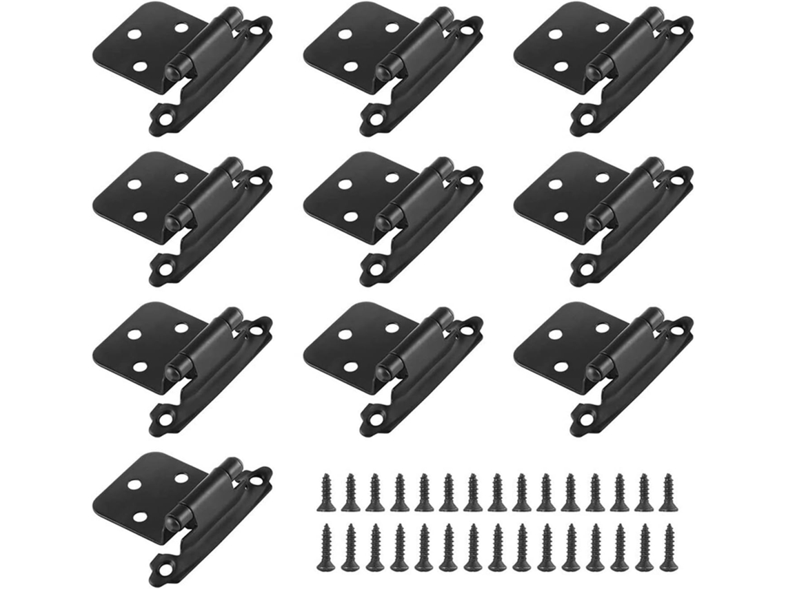 Conjunto De 10 Dobradiças Sobreposição Com Fechamento Automático, Dobradiças Reforçadas Para Portas De Armários E Móveis