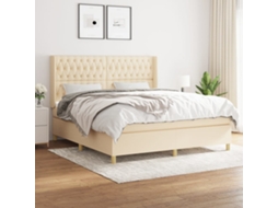 Vidaxl Cama Com Molas/colchão 180x200 Cm Tecido Cor Creme