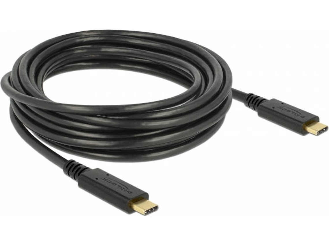 Cabo de Dados DELOCK (USB-C - 4 m - Preto)
