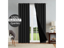 Cortinas Blackout Para Sala De Estar, Cortinas Com Isolamento Térmico E Forro Preto, Ideais Para Portas De Varanda, Kit Com 2 Peças, Preto 132x241 Cm