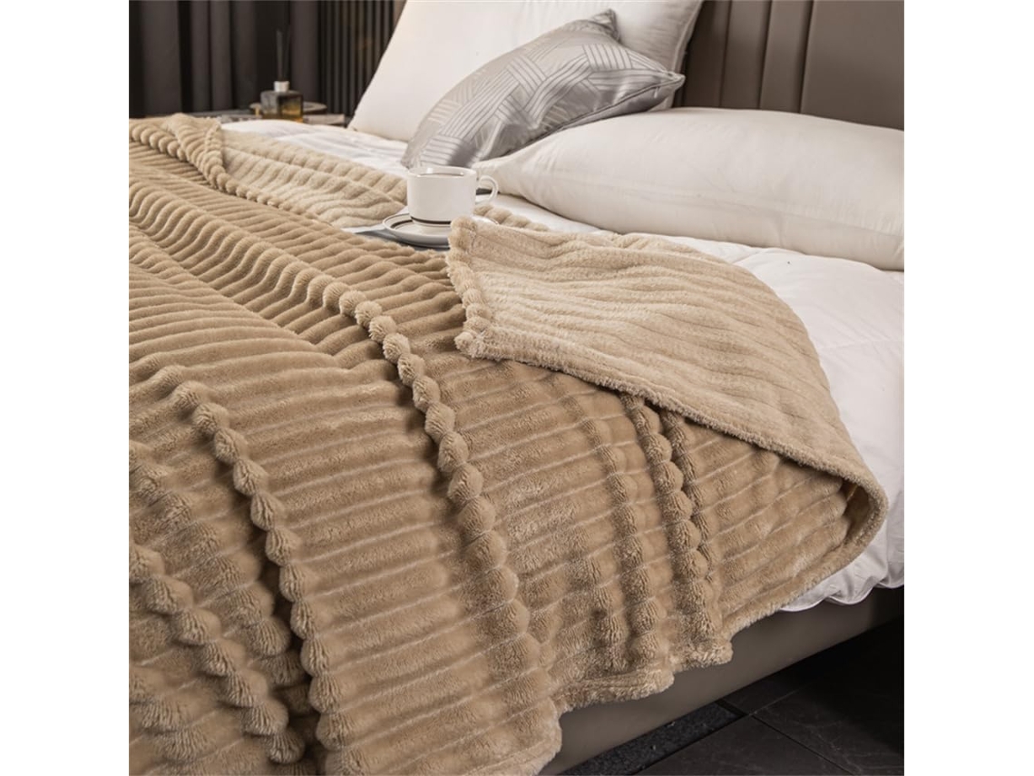 Manta de Flanela Macia Fansu Cor Sólida Quente e Grossa Ideal para Cama Sofá em Todas as Estações 127x152cm, M
