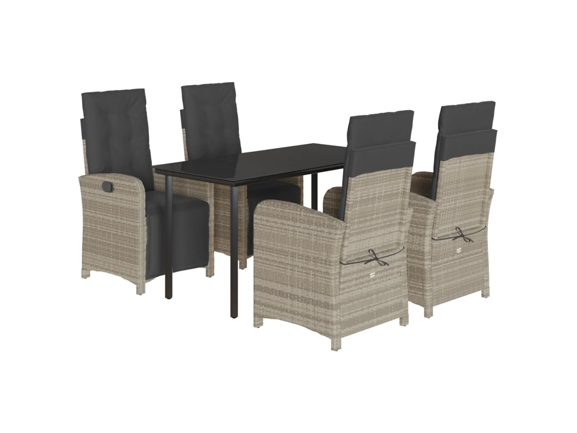 Conjunto de 5 Jantar para Jardim com Almofadões Cinzento Claro MAISON EXCLUSIVE
