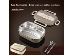 Lancheira Térmica de Aço Inoxidável 304 (1000 Ml) com Divisória, Própria para Micro ondas e À Prova de Vazamentos. MDUG (marrom)
