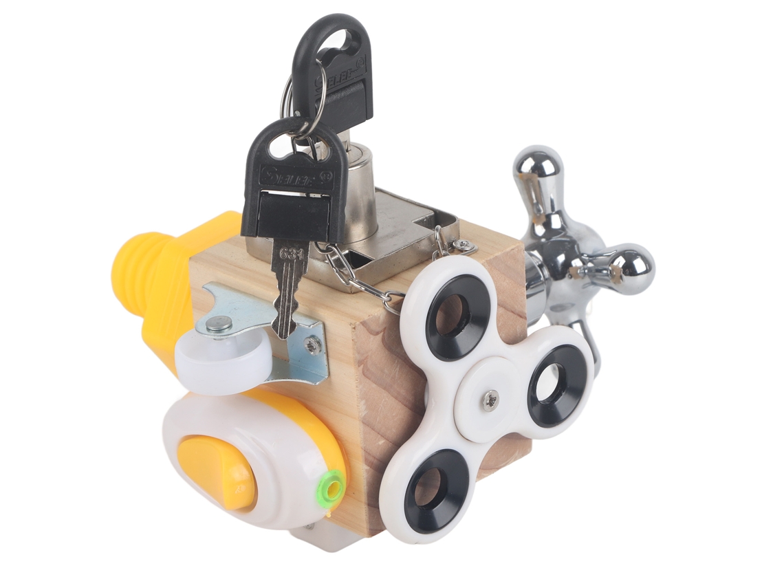 Cubo de Atividades de Madeira WalshLXq Busy Cube, Brinquedo Sensorial Educativo para Bebês, Aprendizado Precoce Montessori