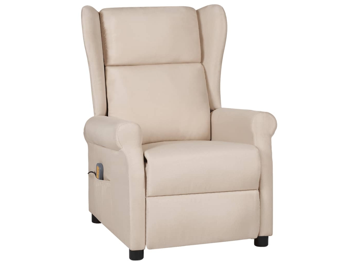Vidaxl Poltrona De Massagens Tecido Cor Creme