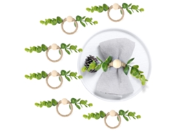 Laxiscreed Pack Com 6 Anéis De Guardanapo De Eucalipto Para Decoração De Mesa Elegante