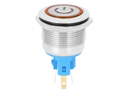 2pcs Botão De Reset De Aço Inoxidável 22mm Ip65 Dc12-24v Chave De Push Button 6-pino Laranja