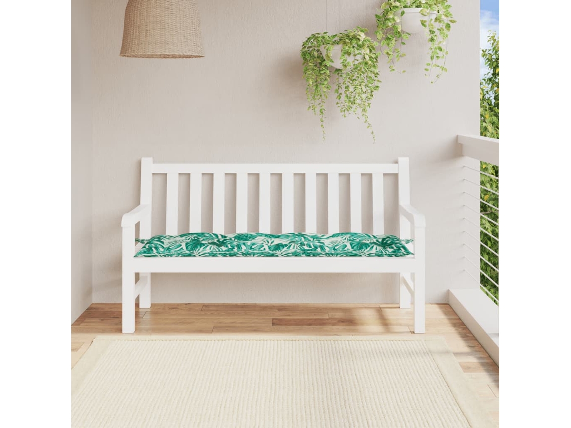 Vidaxl Almofadão Banco Jardim 150x50x7 Cm Tecido Oxford Padrão Folhas