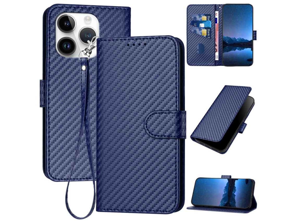 Capa Textura Fibra Para Iphone 15 Pro Max Azul