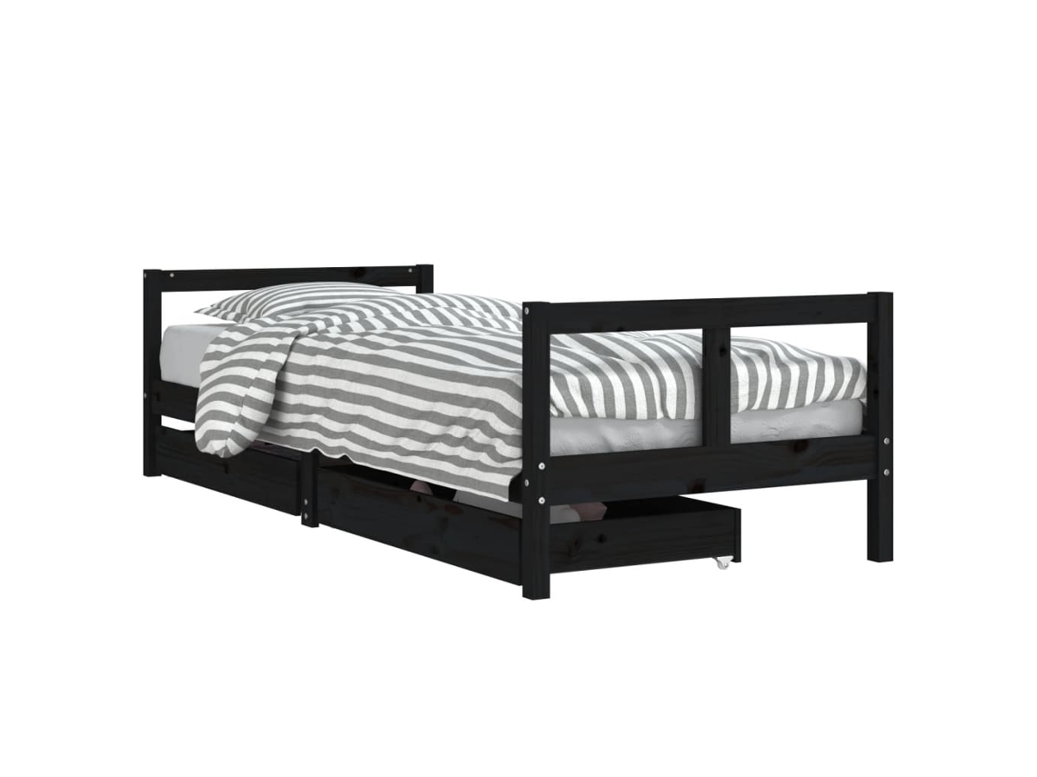 Kids Bed Frame, Kids Bed Frames Vidaxl Preto Madeira De Pinho (80 X 200 Cm)