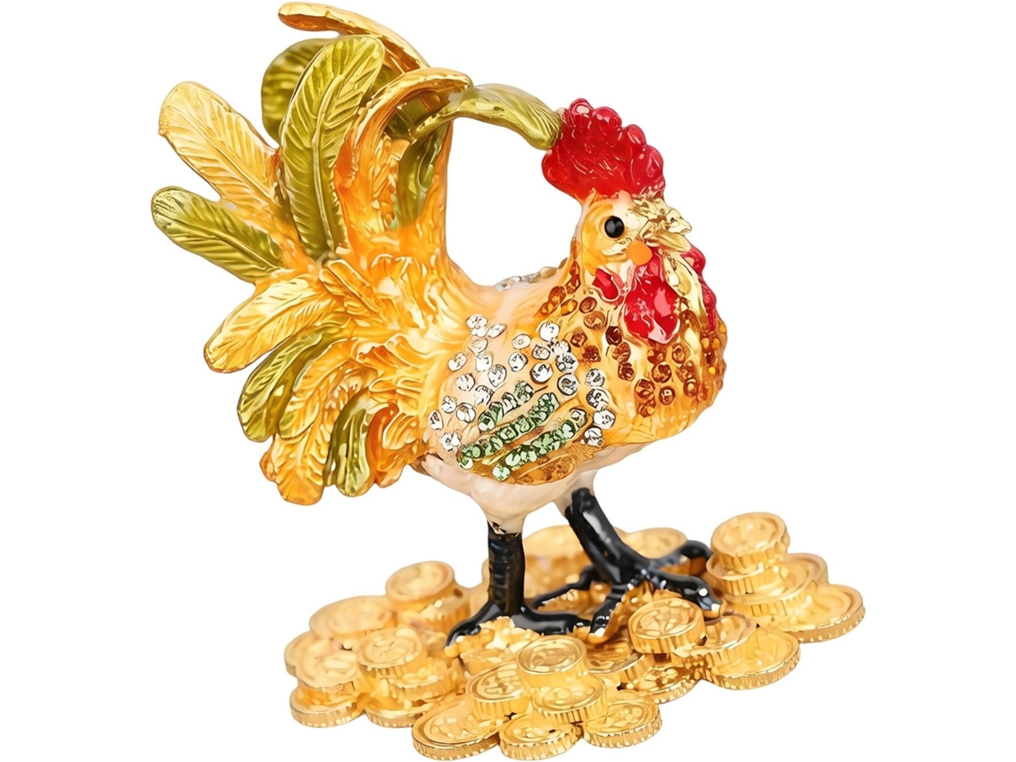 Caixa De Joias Em Forma De Galo Esmaltado E Pintado À Mão, Ideal Para Anéis, Brincos E Pequenos Acessórios Decorativos.