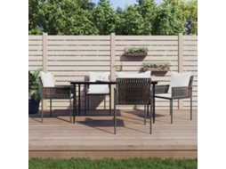 5 Pcs Jogo De Jantar P/ Jardim C/ Almofadões Vime Pe E Aço Dkd Home Decor
