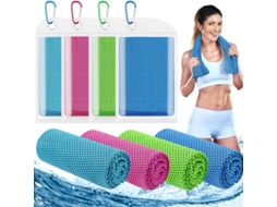 Toalha Refrescante, 101x30 Cm, Fitness, Esportiva para Pescoço e Rosto, Microfibra, com Mosquetão, para Ioga, Corrida, Golfe, Pacote com 4 AQUAFORGE