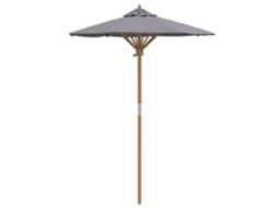 Conjunto 1 Guarda-sol De Jardim Vidaxl Cinzento Bambu (ø 150 X 210 Cm)