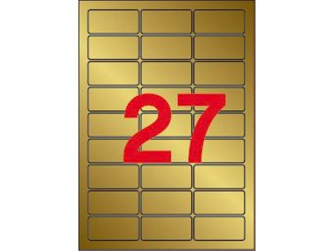 Etiquetas Adesivas Metálicas 20 Folhas APLI (Dourado - 63,5 X 29,6 mm)