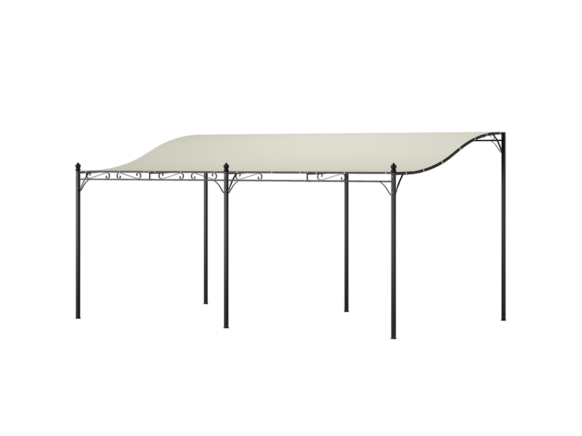 Pérgula de jardim com lona impermeável, estrutura metálica, 3x5m, branco