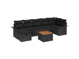 Conjunto 8 Conjunto De Sofá De Jardim Vidaxl Preto Vime Pe (55 X 55 X 37 Cm)