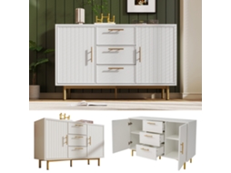Cômoda Branca Com 2 Portas E 3 Gavetas, Prateleira Ajustável Para Sala E Quarto, 75x120x40 Cm.
