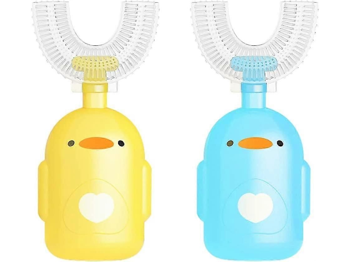 Escova de Dentes Infantil em Formato U com Cerdas Silicone para Massagem Toda a Boca, Limpeza Oral Completa 360 °, Tr GOKOCO