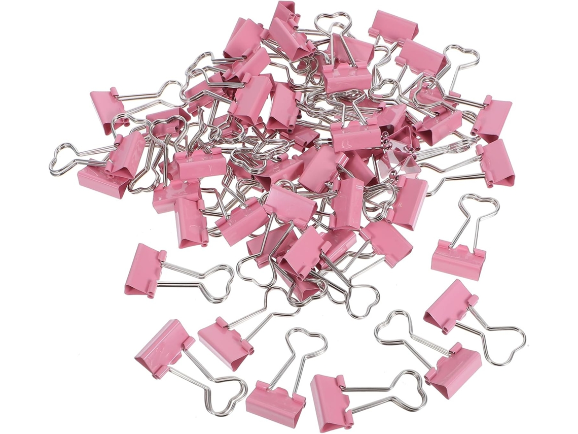 Clipes De Papel Em Formato Coração Rosa, 60 Peças De Metal
