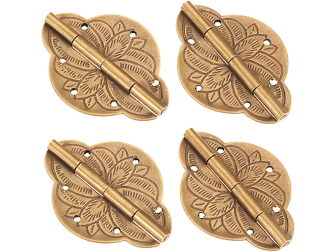 Conjunto De 4 Dobradiças Retrô Chinesas Latão Para Móveis, Com 6
