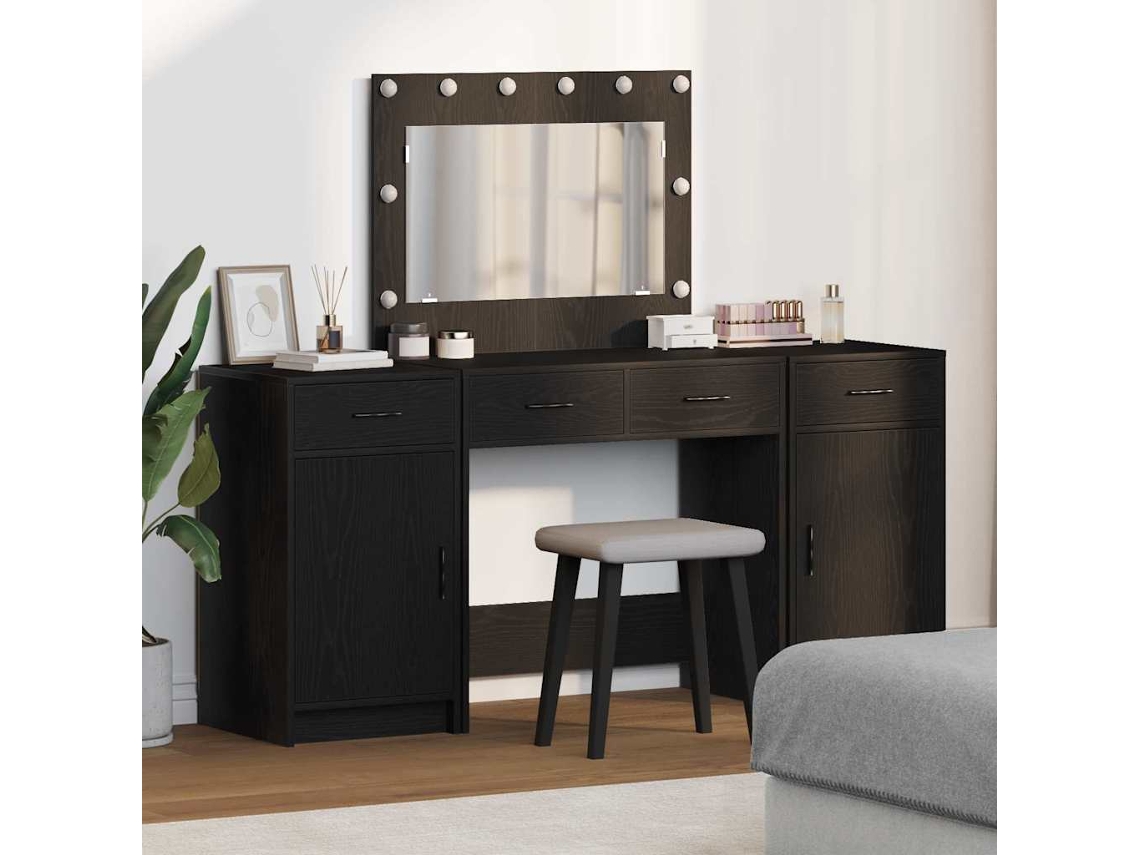 Vidaxl Mesa De Vestir 3 Unid. Preto 78,5 X 41 X 135 Cm