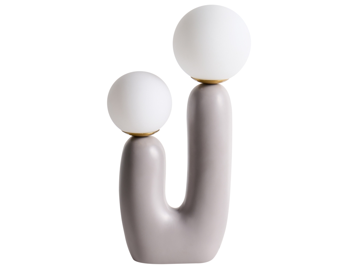 Candeeiro De Mesa Beliani Tulun De Resina Cinzento 16x16x40