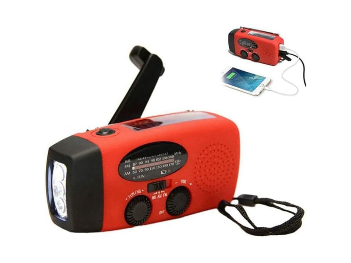 Rádio de Emergência Portátil com Bateria de 4000mah, Função Solar e Manivela AQUAFORGE
