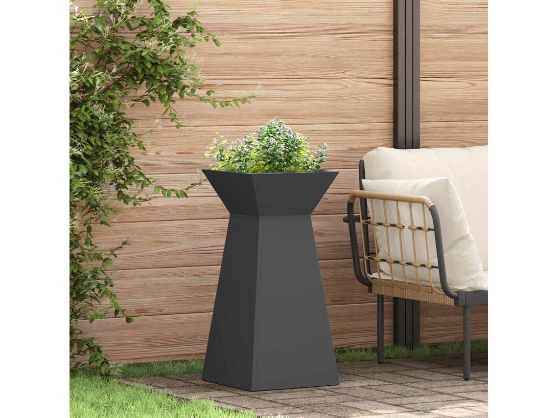 Vidaxl Vaso De Pilar Preto 35 X 35 X 73 Cm Aço Laminado A Frio