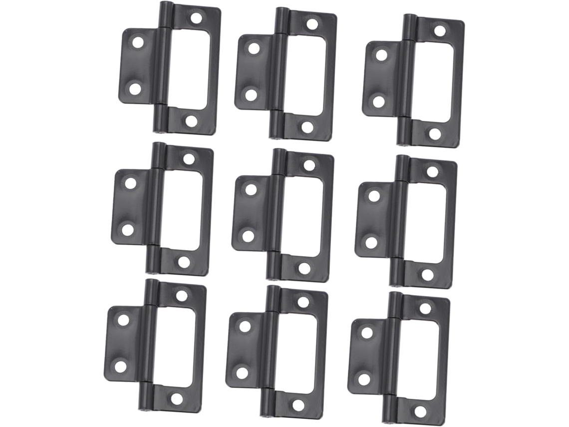 Conjunto De 12 Dobradiças Ferro Pretas Para Portas Armários E