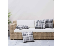 Vidaxl Almofada De Exterior 4 Unid. Tecido Xadrez Cinza 60 X 60 Cm