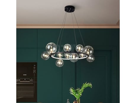 Lustre de Anel de Bola de Vidro Led de 12 Cabeças Adequado para Sala de Estar e Sala de Jantar SLD