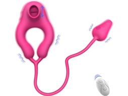 Anel Peniano Vibratório Com Plug Anal, 10 Modos De Lambidela E 10 Modos De Vibração, Anel Elástico Para Estimulação Clitoriana, Mamilo E Pénis