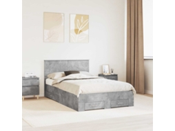 Vidaxl Estrutura Da Cama Cinzento 135 X 190 Cm Derivados De Madeira