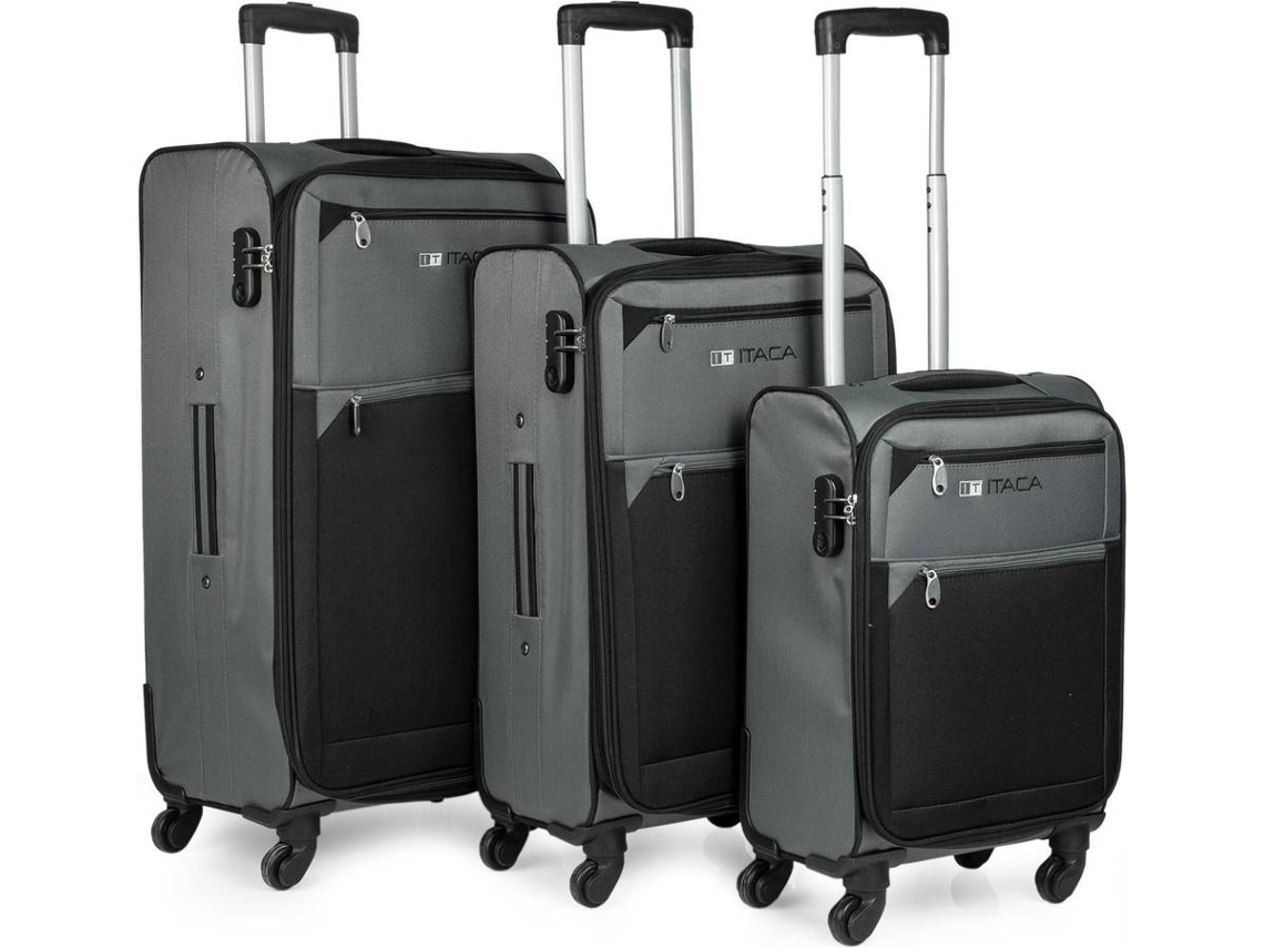 Conjunto de 3 Malas de Viagem ITACA Extensivel Preto