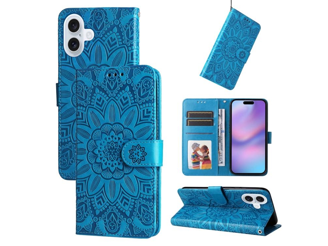 Capa Para Iphone 17 Em Couro Com Girassol Em Relevo