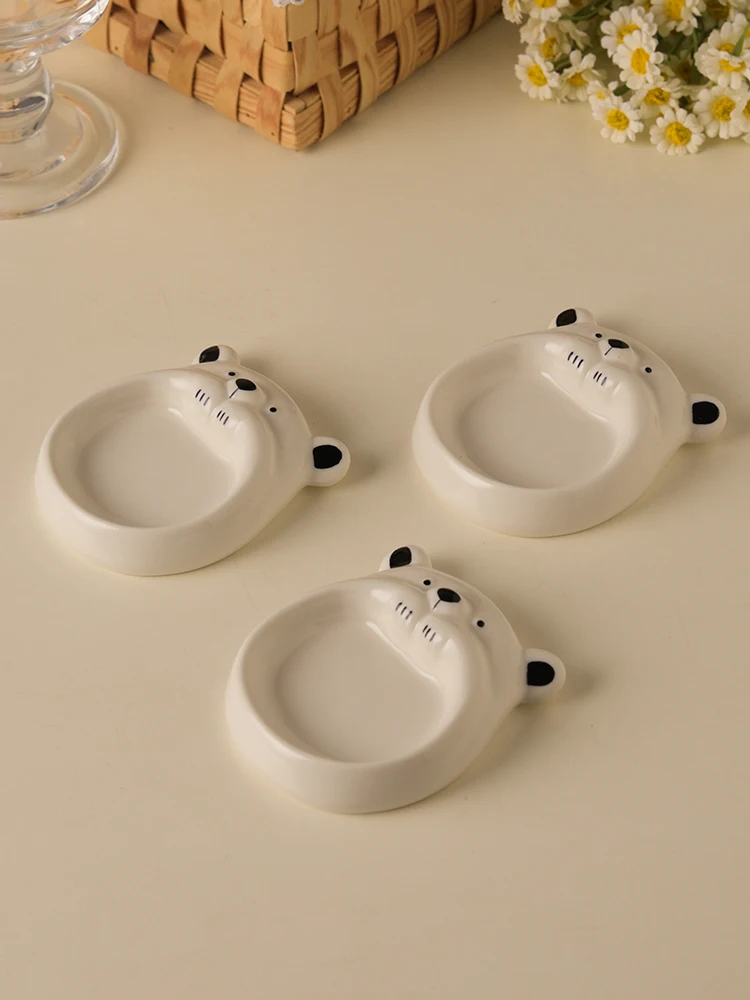 (3 Peças) Pequenos Recipientes De Cerâmica Para Condimentos, Com Formato De Cachorrinho Fofo, Ideais Para Molhos E Aperitivos.
